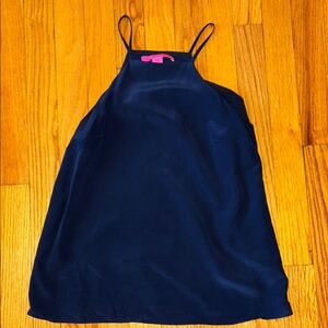 Lilly Pulitzer XXS 100% Silk Navy Blue Sleeveless Top